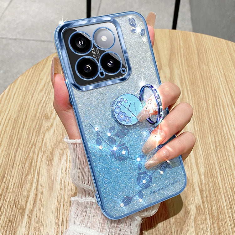 For Xiaomi 14 Gradient Glitter Immortal Flower Ring All-inclusive Phone Case(Pink)