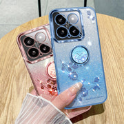 For Xiaomi 14 Gradient Glitter Immortal Flower Ring All-inclusive Phone Case(Pink)