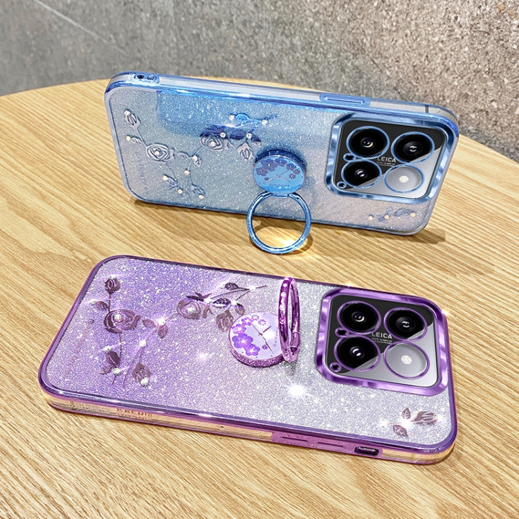 For Xiaomi 14 Gradient Glitter Immortal Flower Ring All-inclusive Phone Case(Pink)