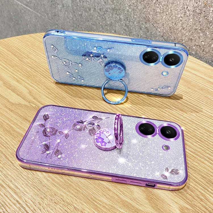 For Xiaomi Redmi 13C 4G Gradient Glitter Immortal Flower Ring All-inclusive Phone Case(Pink)