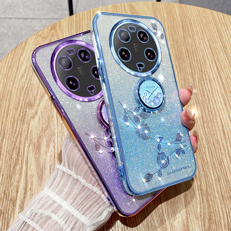 For Xiaomi 13 Ultra Gradient Glitter Immortal Flower Ring All-inclusive Phone Case(Purple)