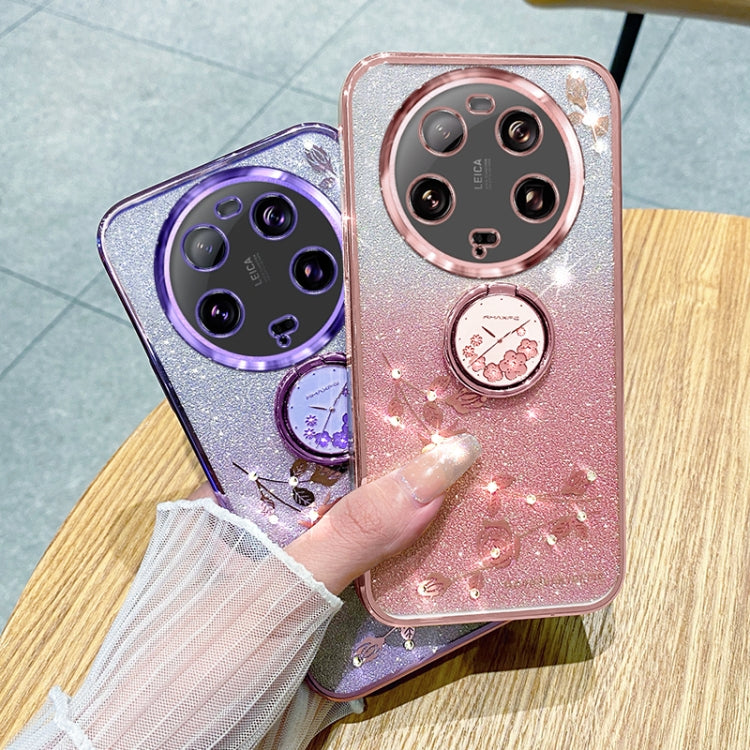 For Xiaomi 13 Ultra Gradient Glitter Immortal Flower Ring All-inclusive Phone Case(Purple)