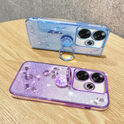 For Xiaomi Redmi Turbo 3 Gradient Glitter Immortal Flower Ring All-inclusive Phone Case(Blue)