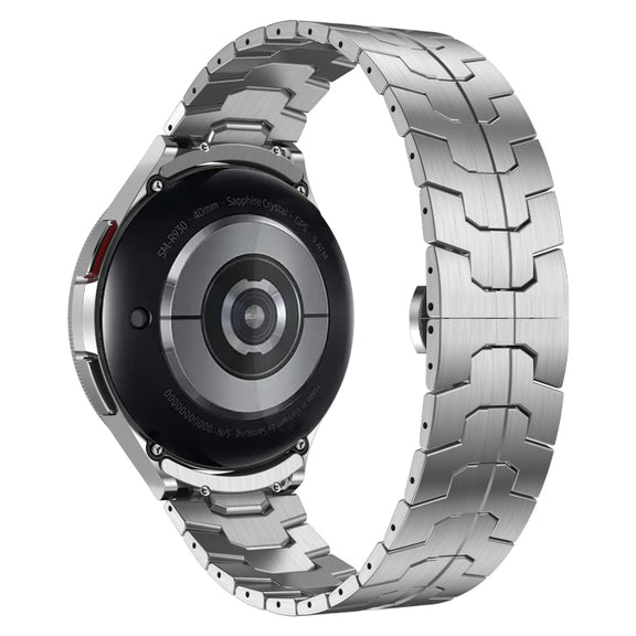 For Samsung Galaxy Watch 4 40 / 44mm Lron Man Curved Connection Stainless Steel Watch Band(Silver)