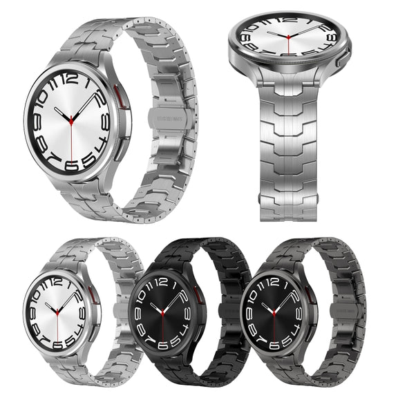 For Samsung Galaxy Watch 4 40 / 44mm Lron Man Curved Connection Stainless Steel Watch Band(Silver)
