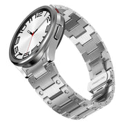 For Samsung Galaxy Watch 6 40 / 44mm Dual Circle Curved Connection Stainless Steel Watch Band(Silver)