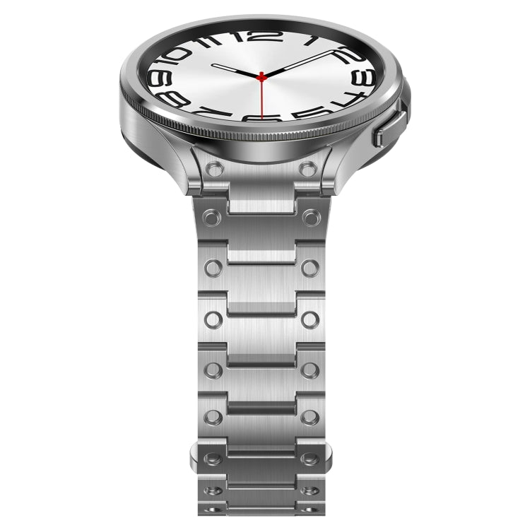 For Samsung Galaxy Watch 6 40 / 44mm Dual Circle Curved Connection Stainless Steel Watch Band(Silver)