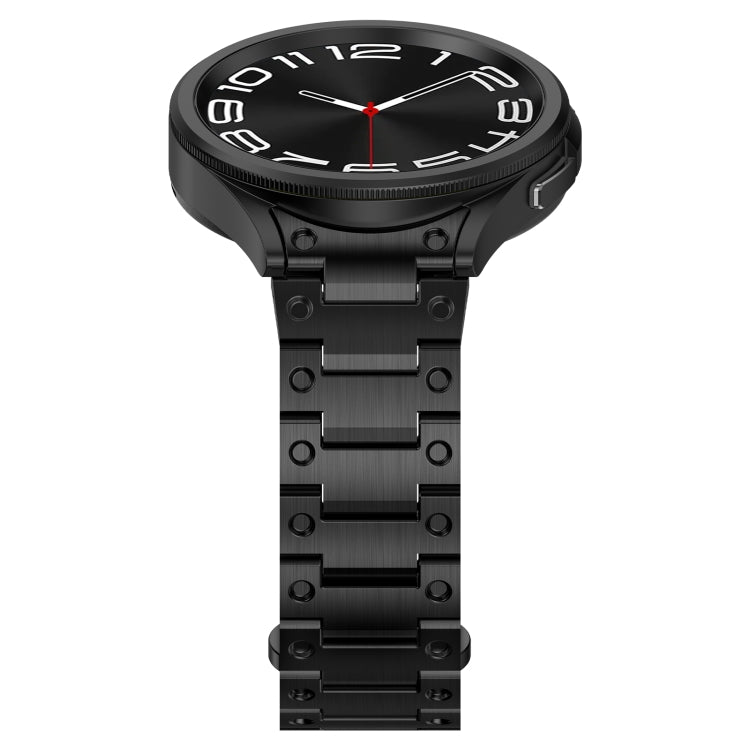 For Samsung Galaxy Watch 6 40 / 44mm Dual Circle Curved Connection Stainless Steel Watch Band(Black)