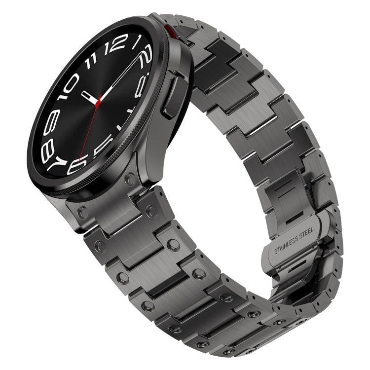 For Samsung Galaxy Watch 6 40 / 44mm Dual Circle Curved Connection Stainless Steel Watch Band(Gray)