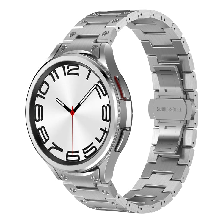 For Samsung Galaxy Watch 5 Pro Dual Circle Curved Connection Stainless Steel Watch Band(Silver)