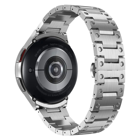 For Samsung Galaxy Watch 5 Pro Dual Circle Curved Connection Stainless Steel Watch Band(Silver)