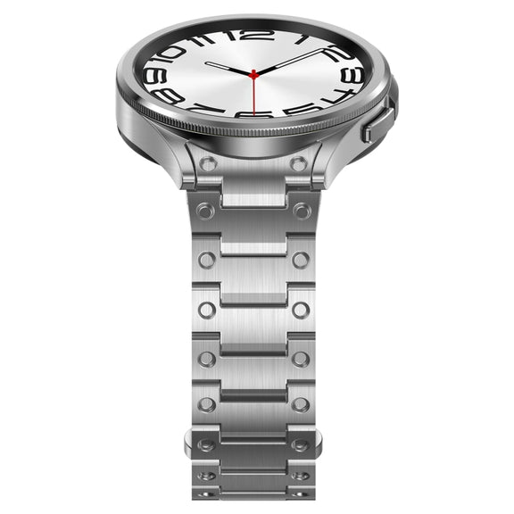 For Samsung Galaxy Watch 5 Pro Dual Circle Curved Connection Stainless Steel Watch Band(Silver)
