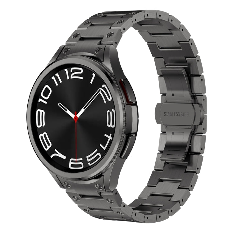 For Samsung Galaxy Watch 4 40 / 44mm Dual Circle Curved Connection Stainless Steel Watch Band(Gray)