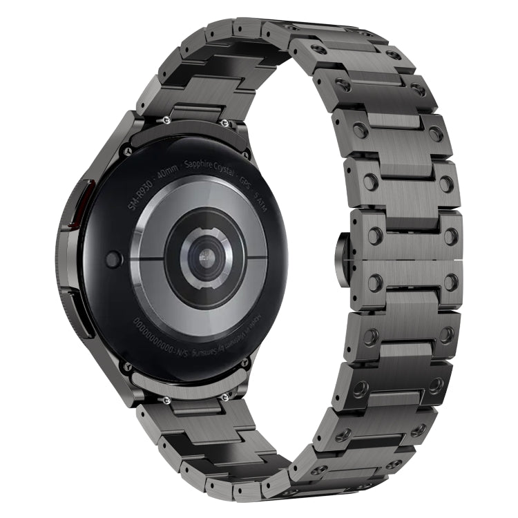 For Samsung Galaxy Watch 4 40 / 44mm Dual Circle Curved Connection Stainless Steel Watch Band(Gray)