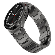 For Samsung Galaxy Watch 4 40 / 44mm Dual Circle Curved Connection Stainless Steel Watch Band(Gray)