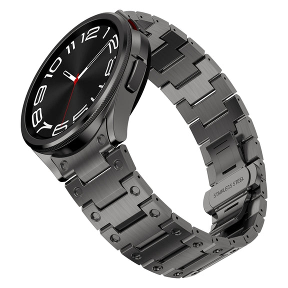 For Samsung Galaxy Watch 4 40 / 44mm Dual Circle Curved Connection Stainless Steel Watch Band(Gray)