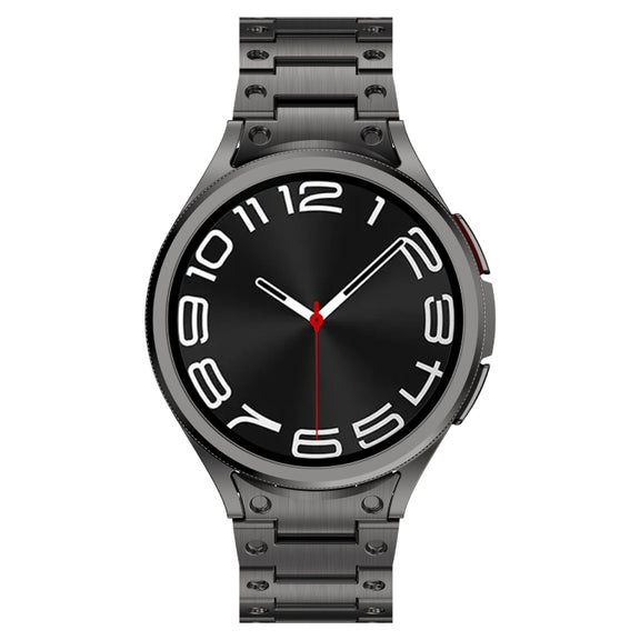 For Samsung Galaxy Watch 4 40 / 44mm Dual Circle Curved Connection Stainless Steel Watch Band(Gray)