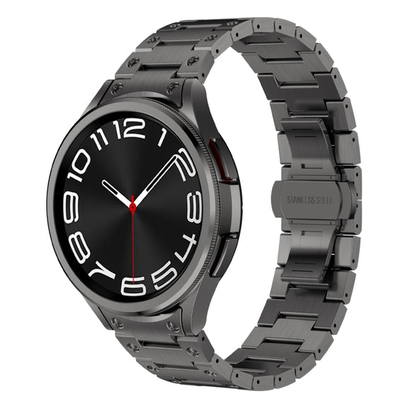 For Samsung Galaxy Watch 4 40 / 44mm Dual Circle Curved Connection Stainless Steel Watch Band(Gray)