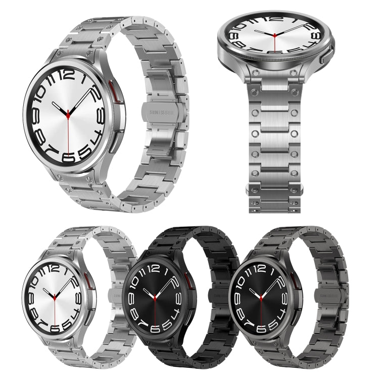 For Samsung Galaxy Watch 5 Pro Dual Circle Curved Connection Stainless Steel Watch Band(Silver)