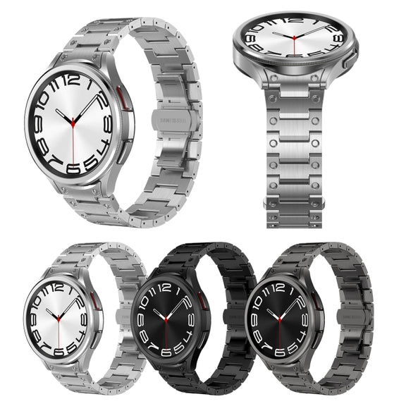 For Samsung Galaxy Watch 5 Pro Dual Circle Curved Connection Stainless Steel Watch Band(Silver)