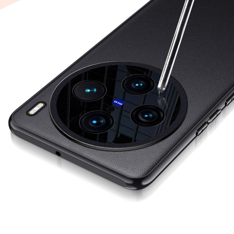 For vivo X100 Pro Plain-leather All-inclusive Shockproof Phone Case(Blue)