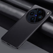 For vivo X100 Pro Plain-leather All-inclusive Shockproof Phone Case(Black)