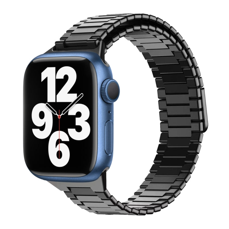 For Apple Watch Series 7 45mm Bamboo Magnetic Stainless Steel Metal Watch Strap(Black)