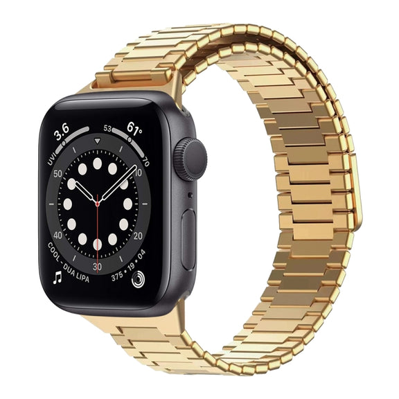 For Apple Watch Series 6 44mm Bamboo Magnetic Stainless Steel Metal Watch Strap(Gold)