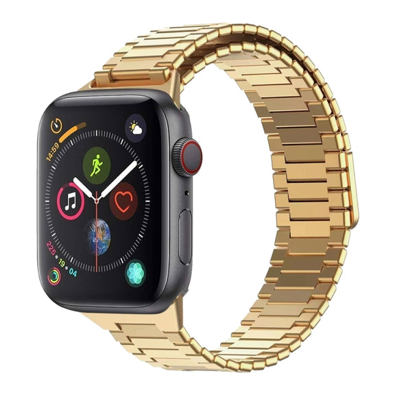 For Apple Watch Series 4 44mm Bamboo Magnetic Stainless Steel Metal Watch Strap(Gold)