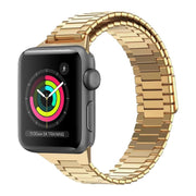 For Apple Watch Series 3 42mm Bamboo Magnetic Stainless Steel Metal Watch Strap(Gold)