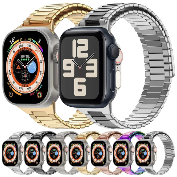 For Apple Watch Series 7 41mm Bamboo Magnetic Stainless Steel Metal Watch Strap(Black)