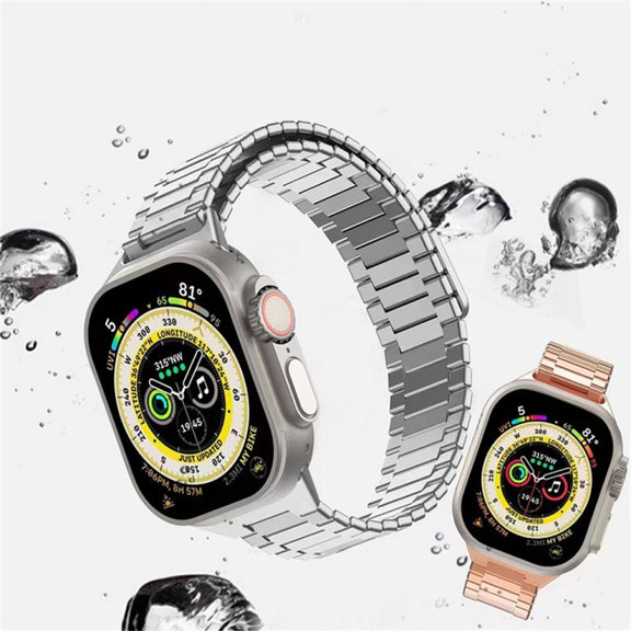 For Apple Watch Series 9 41mm Bamboo Magnetic Stainless Steel Metal Watch Strap(Black)