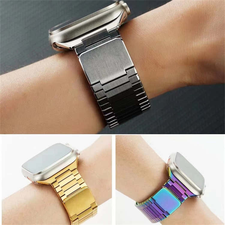 For Apple Watch Series 9 45mm Bamboo Magnetic Stainless Steel Metal Watch Strap(Gold)