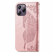 For Blackview A96 Butterfly Love Flower Embossed Leather Phone Case(Rose Gold)