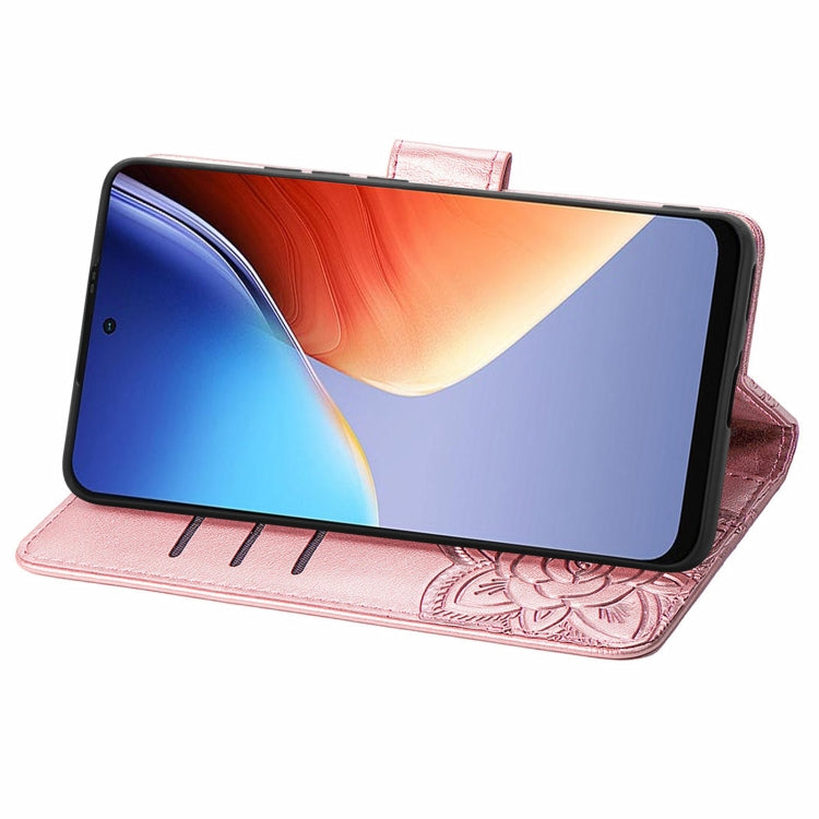 For Blackview A96 Butterfly Love Flower Embossed Leather Phone Case(Rose Gold)