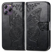 For Blackview A96 Butterfly Love Flower Embossed Leather Phone Case(Black)