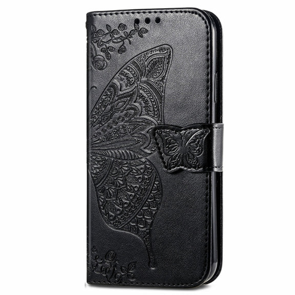 For Blackview A96 Butterfly Love Flower Embossed Leather Phone Case(Black)