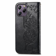 For Blackview A96 Butterfly Love Flower Embossed Leather Phone Case(Black)
