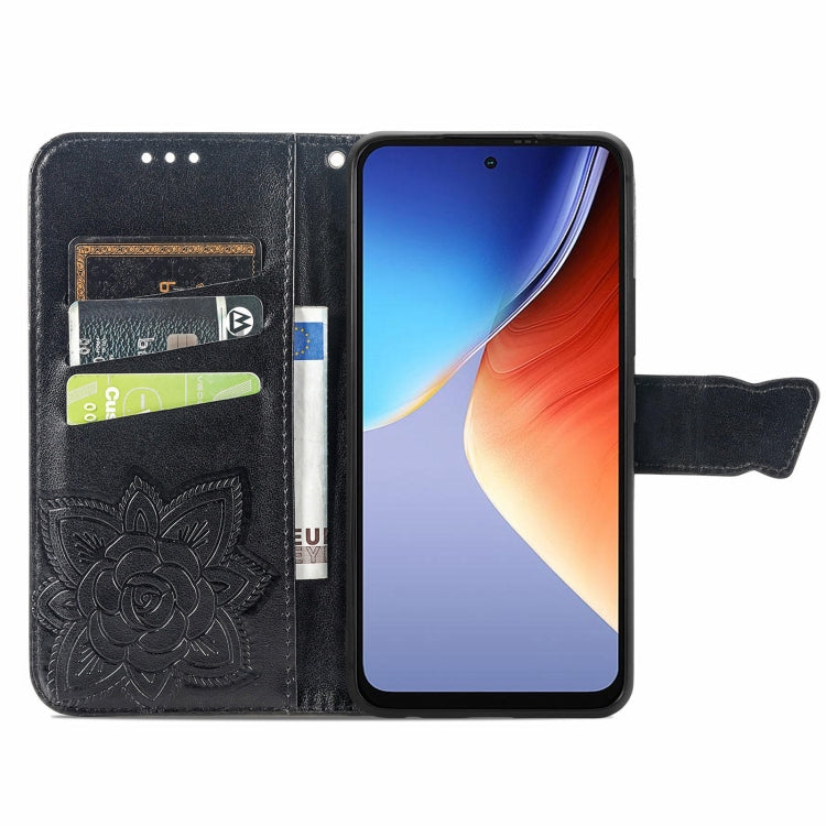 For Blackview A96 Butterfly Love Flower Embossed Leather Phone Case(Black)