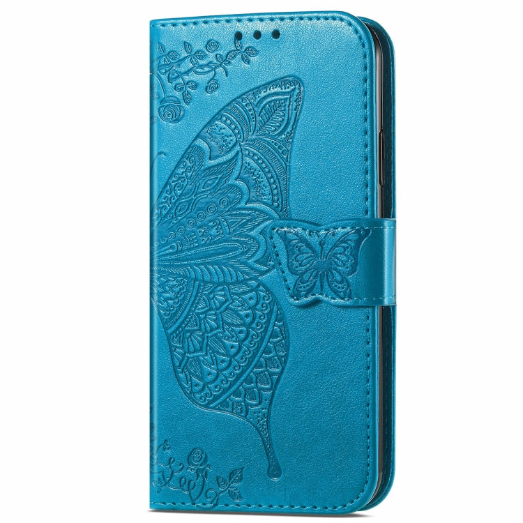 For Blackview A96 Butterfly Love Flower Embossed Leather Phone Case(Blue)