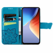 For Blackview A96 Butterfly Love Flower Embossed Leather Phone Case(Blue)