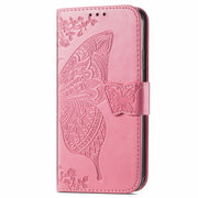 For Blackview A96 Butterfly Love Flower Embossed Leather Phone Case(Pink)