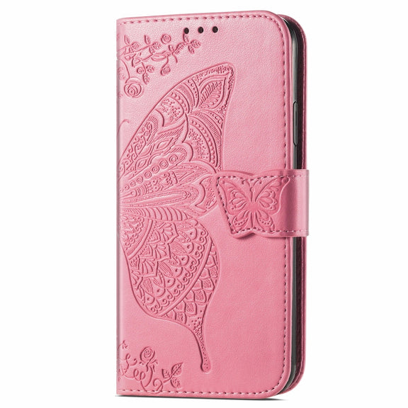 For Blackview A96 Butterfly Love Flower Embossed Leather Phone Case(Pink)