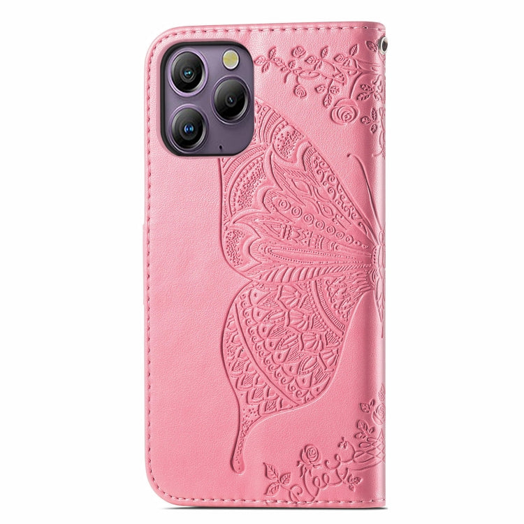 For Blackview A96 Butterfly Love Flower Embossed Leather Phone Case(Pink)