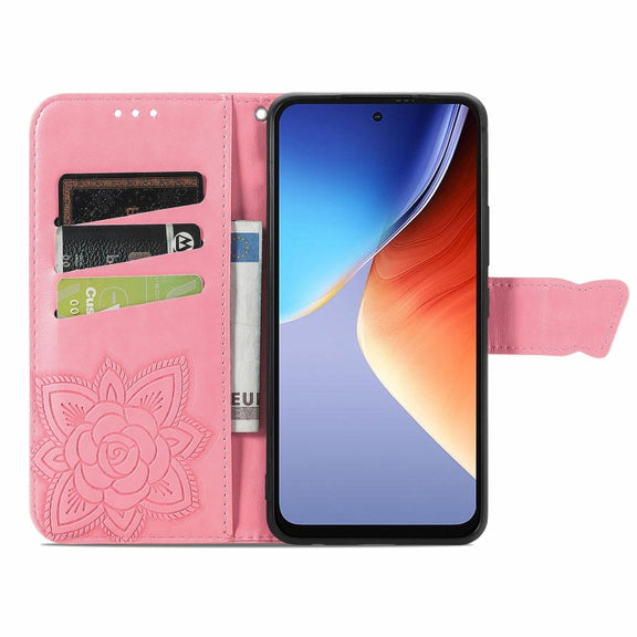 For Blackview A96 Butterfly Love Flower Embossed Leather Phone Case(Pink)
