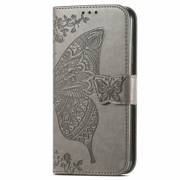 For Blackview A96 Butterfly Love Flower Embossed Leather Phone Case(Gray)