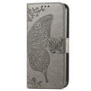 For Blackview A96 Butterfly Love Flower Embossed Leather Phone Case(Gray)