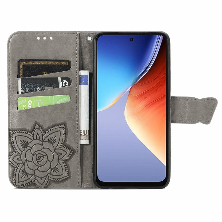 For Blackview A96 Butterfly Love Flower Embossed Leather Phone Case(Gray)