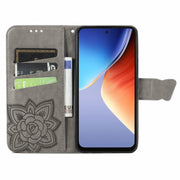 For Blackview A96 Butterfly Love Flower Embossed Leather Phone Case(Gray)