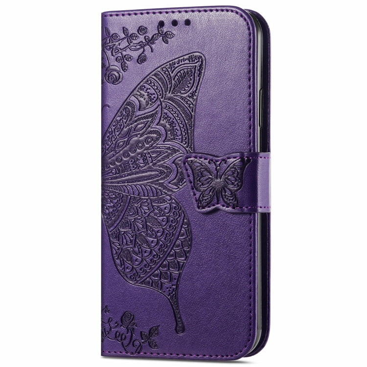 For Blackview A96 Butterfly Love Flower Embossed Leather Phone Case(Dark Purple)